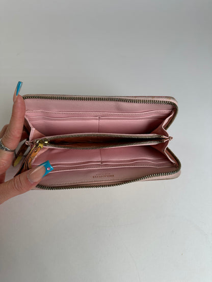 Vintage Pucci Canvas Leather Trim Wallet Pink Yellow Rust
