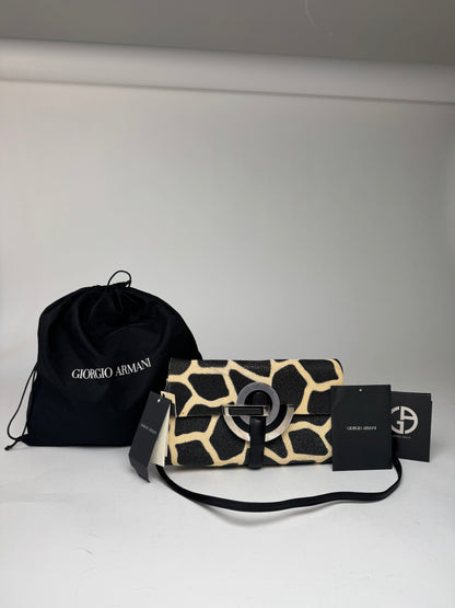 Vintage Giorgio Armani Leather Bag Black Yellow