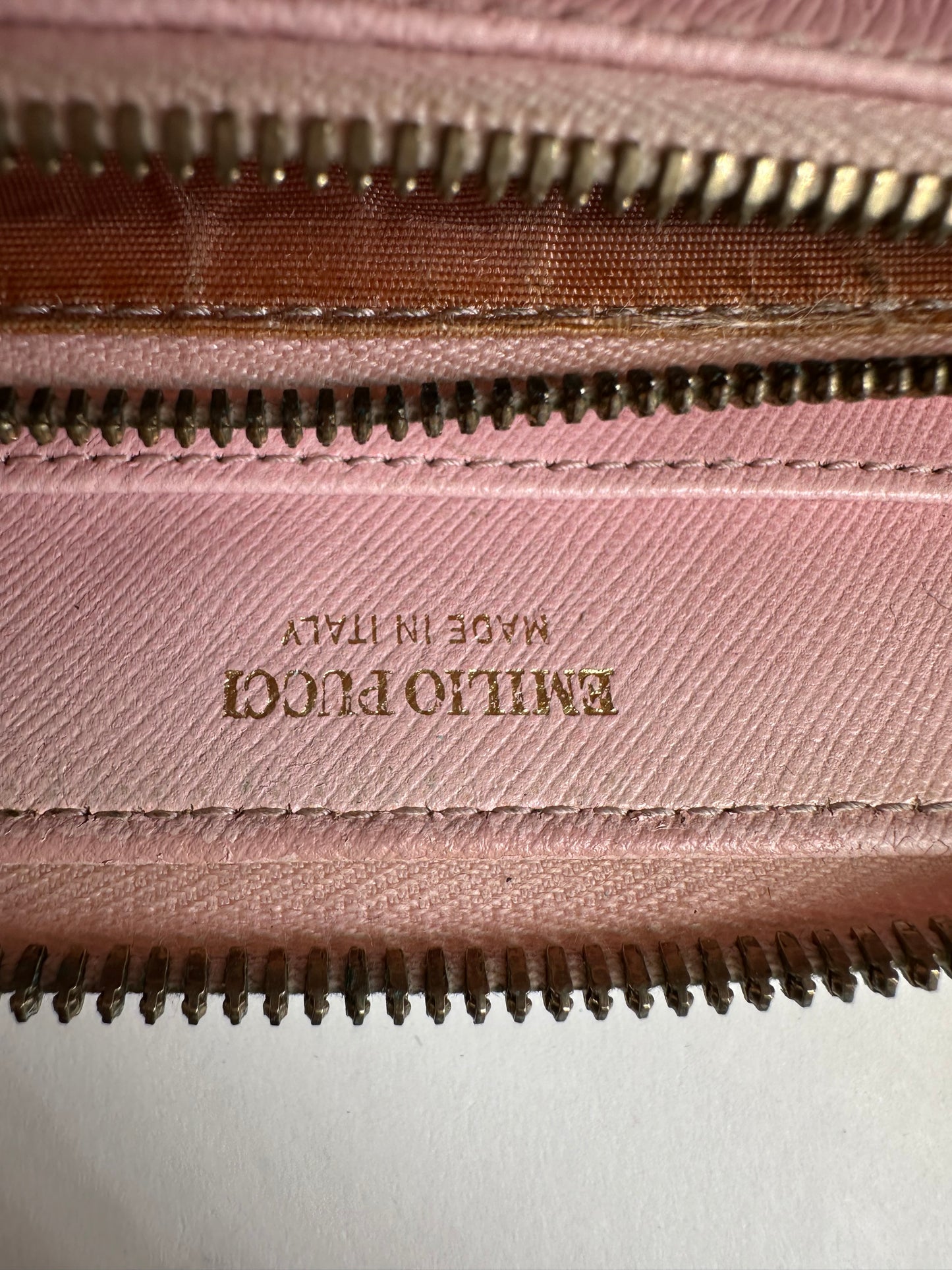 Vintage Pucci Canvas Leather Trim Wallet Pink Yellow Rust