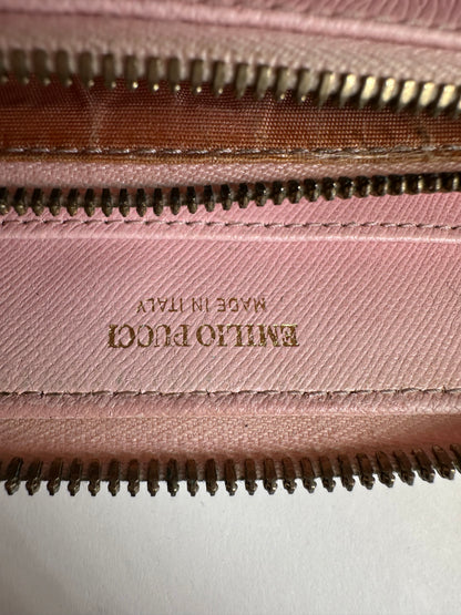 Vintage Pucci Canvas Leather Trim Wallet Pink Yellow Rust