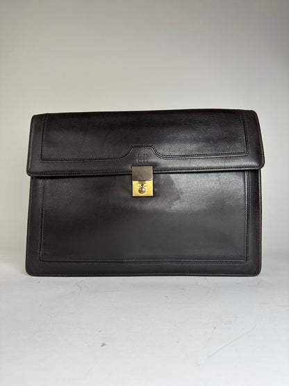 Vintage Givenchy Leather Clutch Big Brown