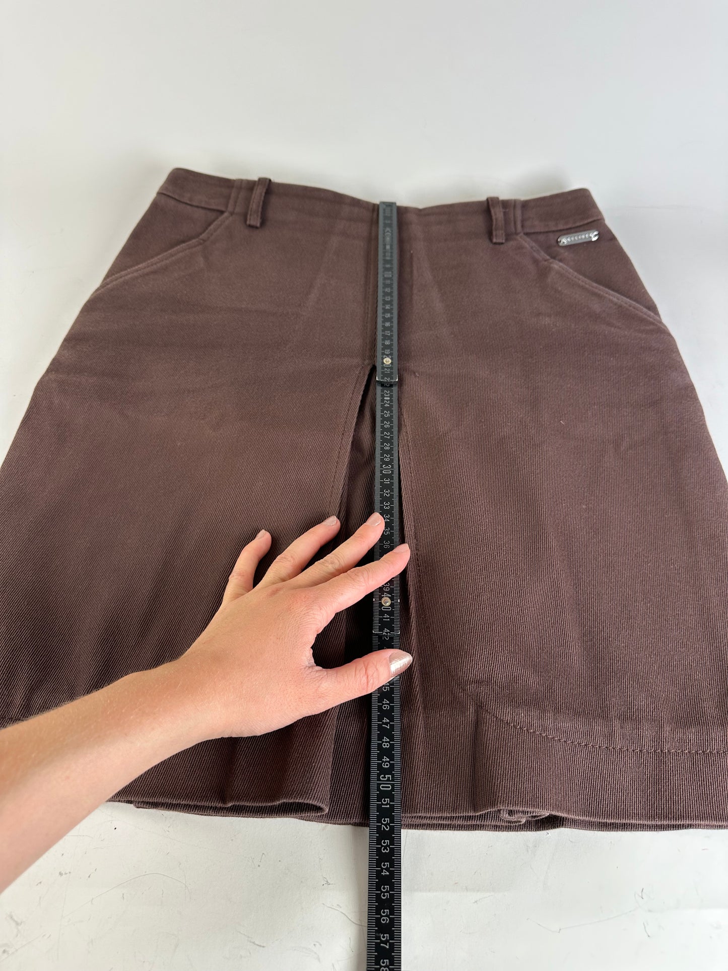 Vintage Celine Cotton Twill Skirt Brown L