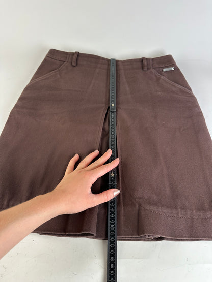 Vintage Celine Cotton Twill Skirt Brown L