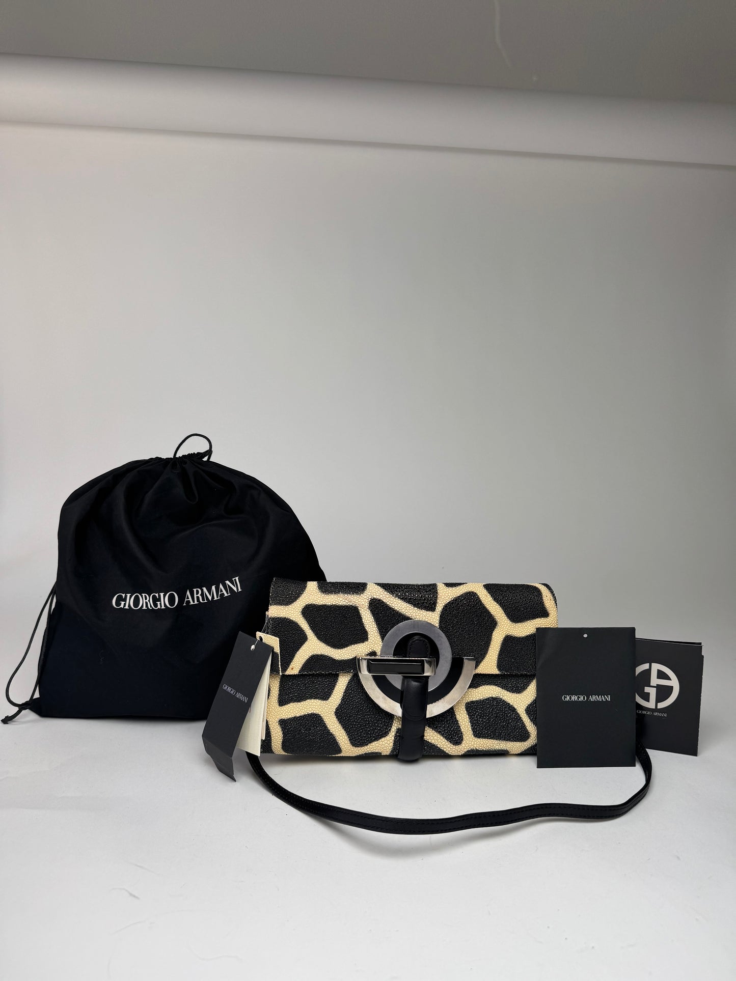 Vintage Giorgio Armani Leather Bag Black Yellow