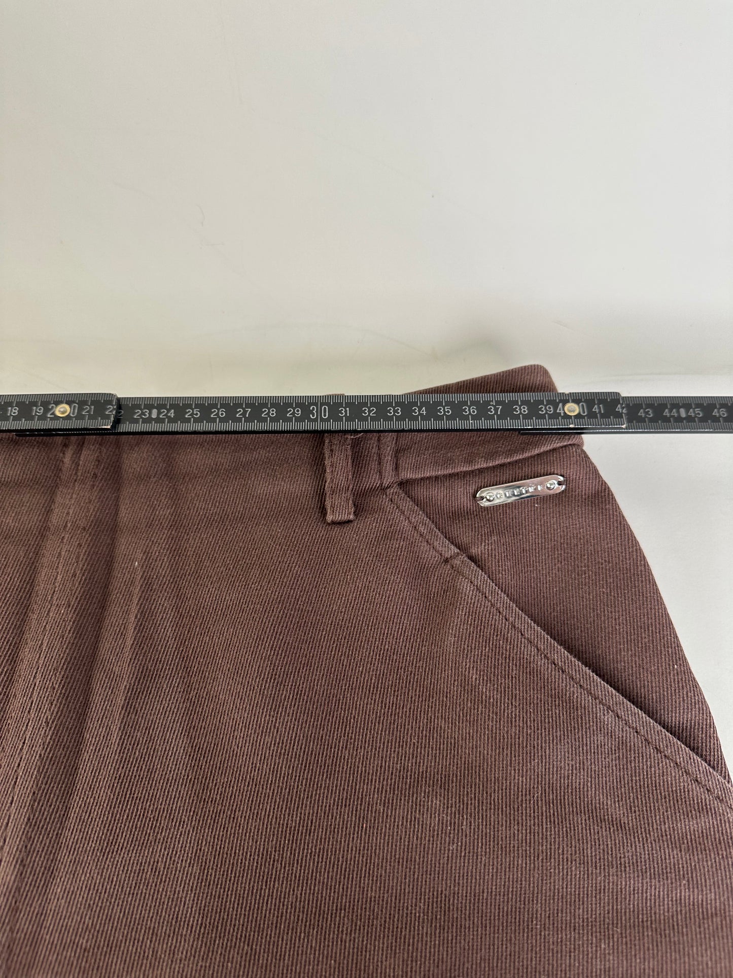 Vintage Celine Cotton Twill Skirt Brown L