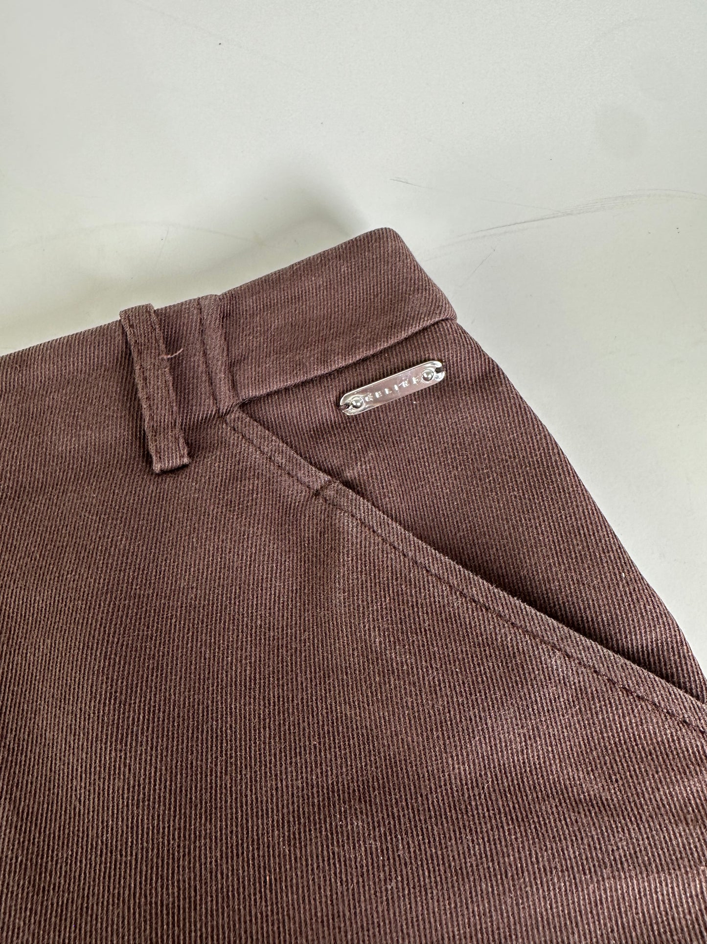 Vintage Celine Cotton Twill Skirt Brown L