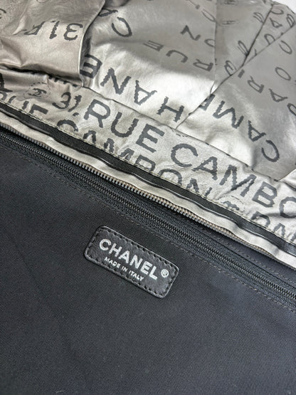 Vintage Chanel Metallic Nylon Clutch Bag Silver