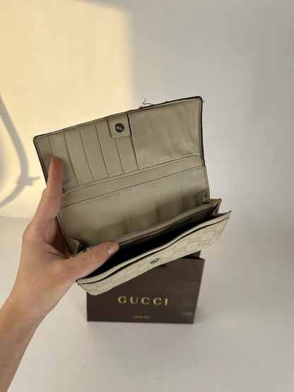 Vintage Gucci Monogramm Leather wallet white