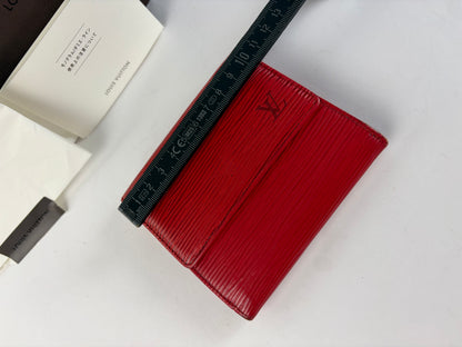 Vintage Louis Vuitton Epi Leather Bifold Wallet Red Gold