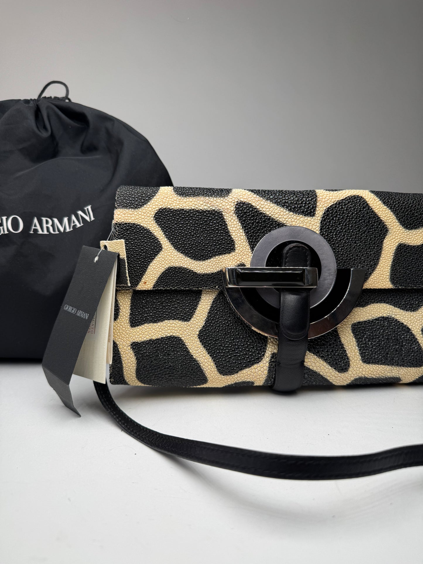 Vintage Giorgio Armani Leather Bag Black Yellow