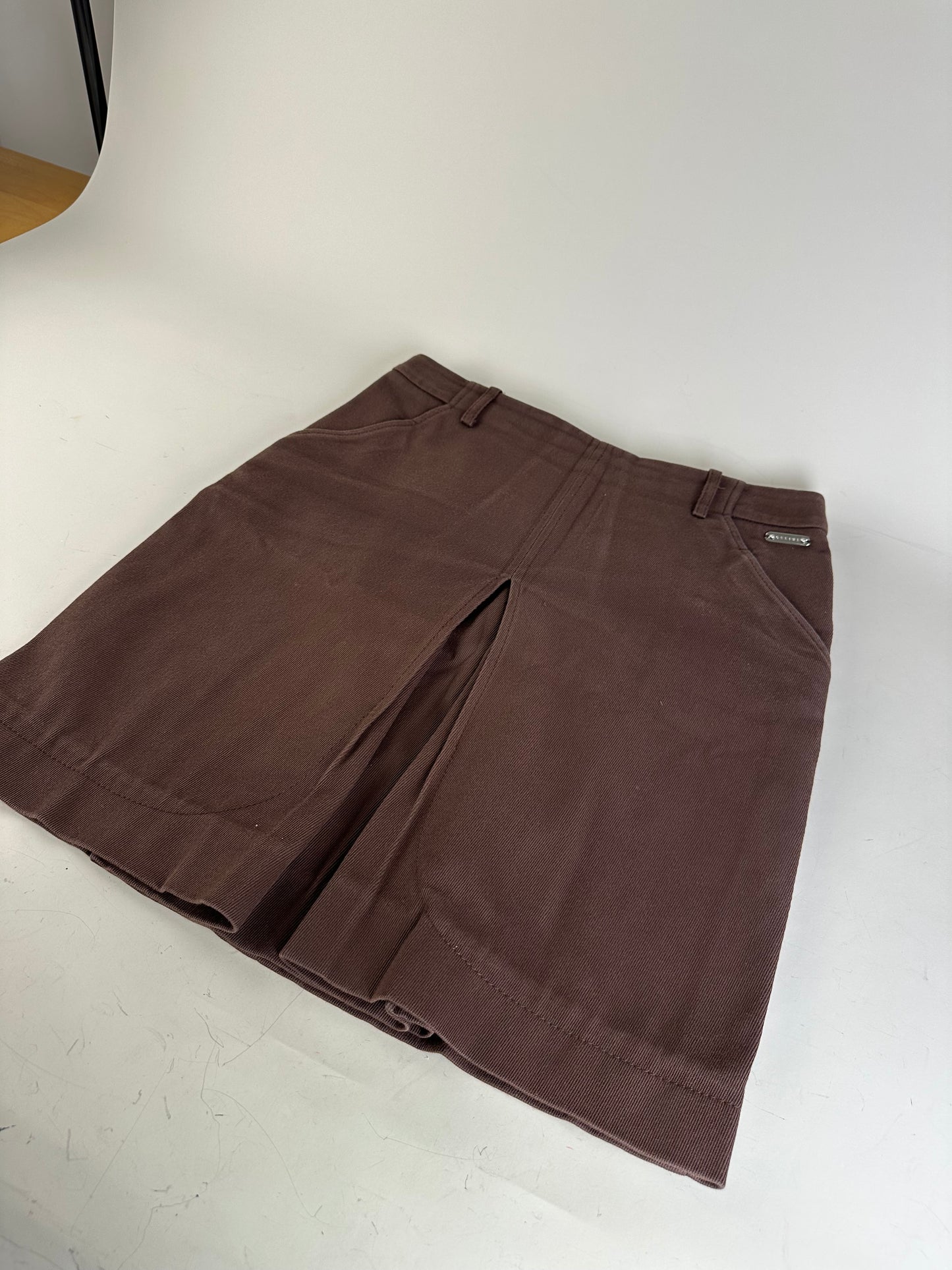 Vintage Celine Cotton Twill Skirt Brown L