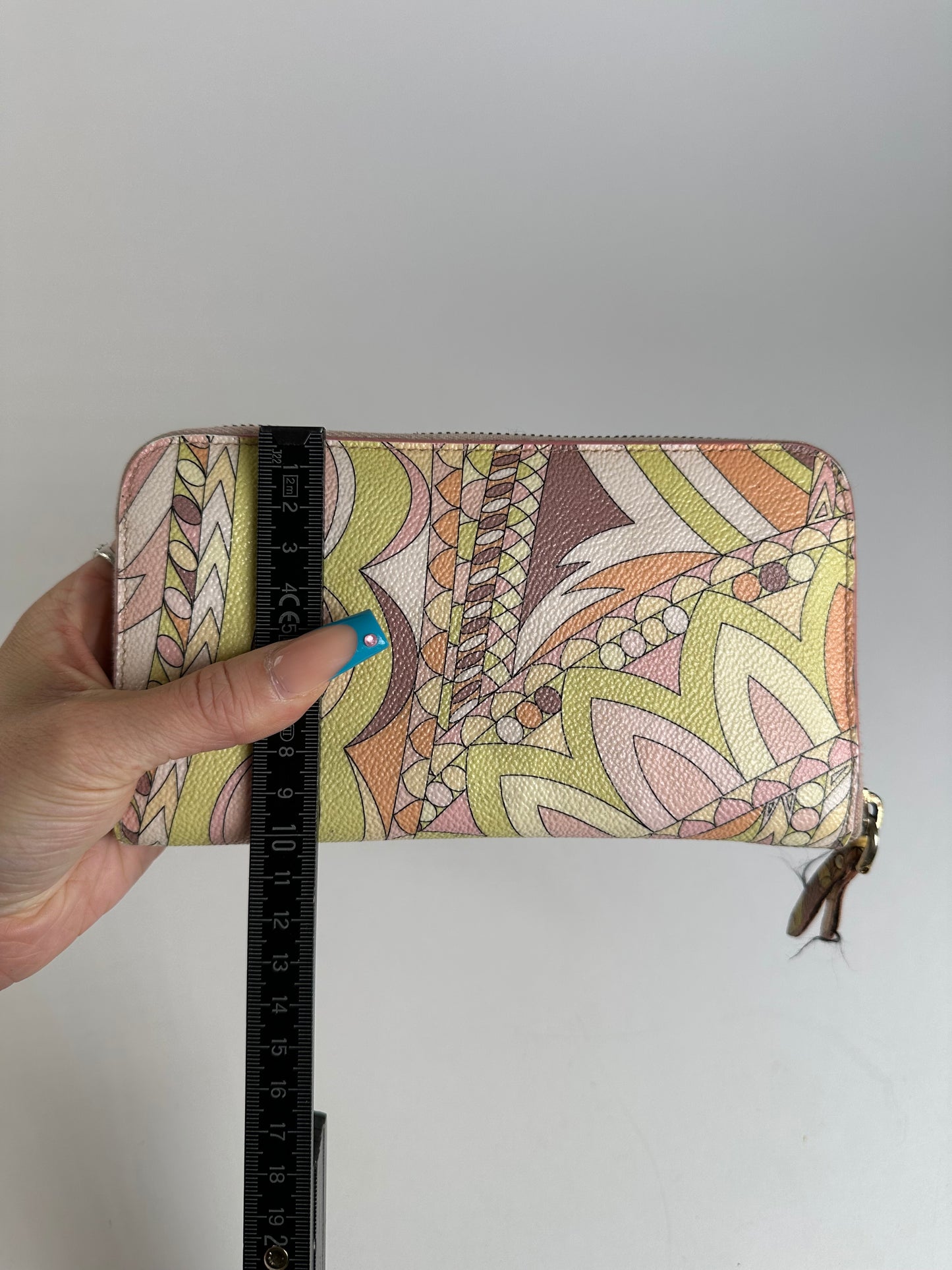 Vintage Pucci Canvas Leather Trim Wallet Pink Yellow Rust