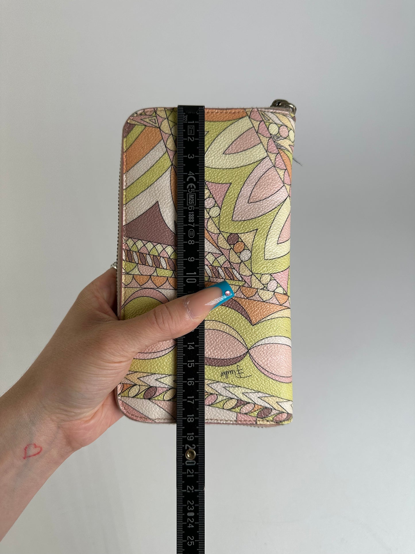Vintage Pucci Canvas Leather Trim Wallet Pink Yellow Rust
