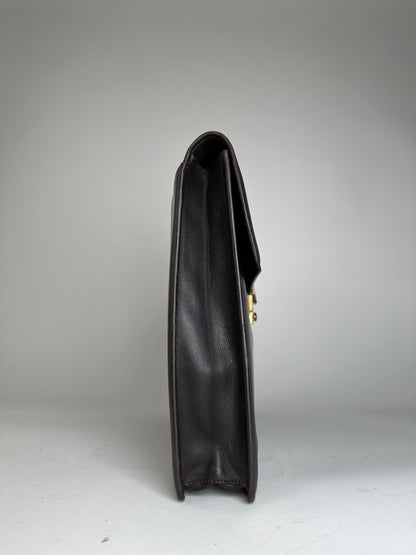 Vintage Givenchy Leather Clutch Big Brown