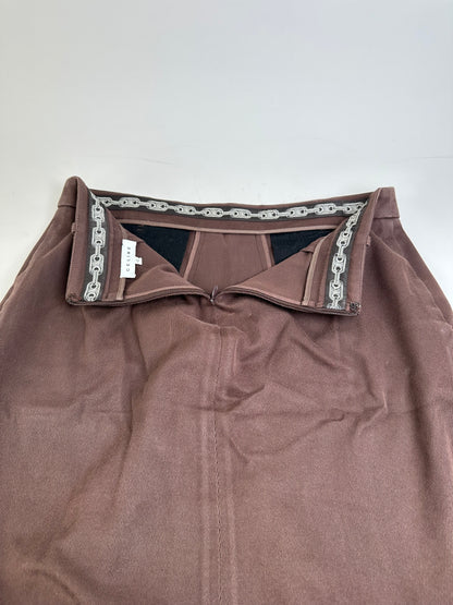 Vintage Celine Cotton Twill Skirt Brown L