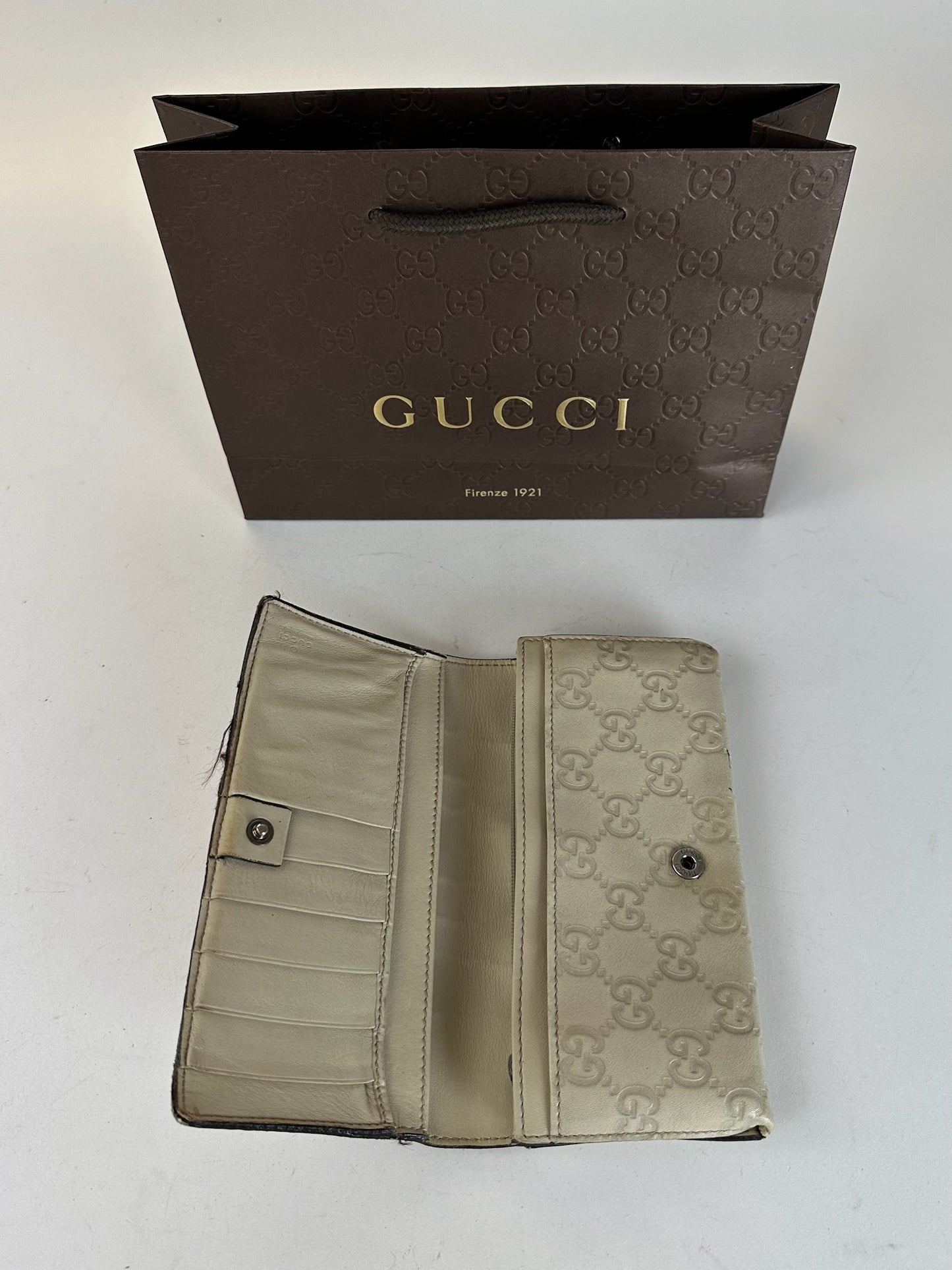 Vintage Gucci Monogramm Leather wallet white