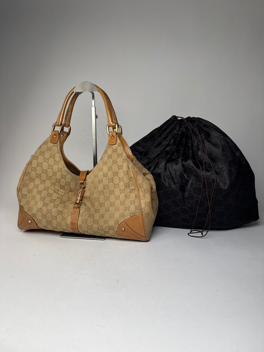 Vintage Gucci Jackie 1961 monogram Bag Brige Brown