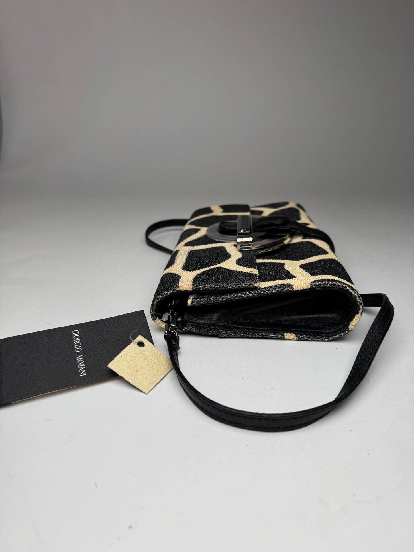 Vintage Giorgio Armani Leather Bag Black Yellow