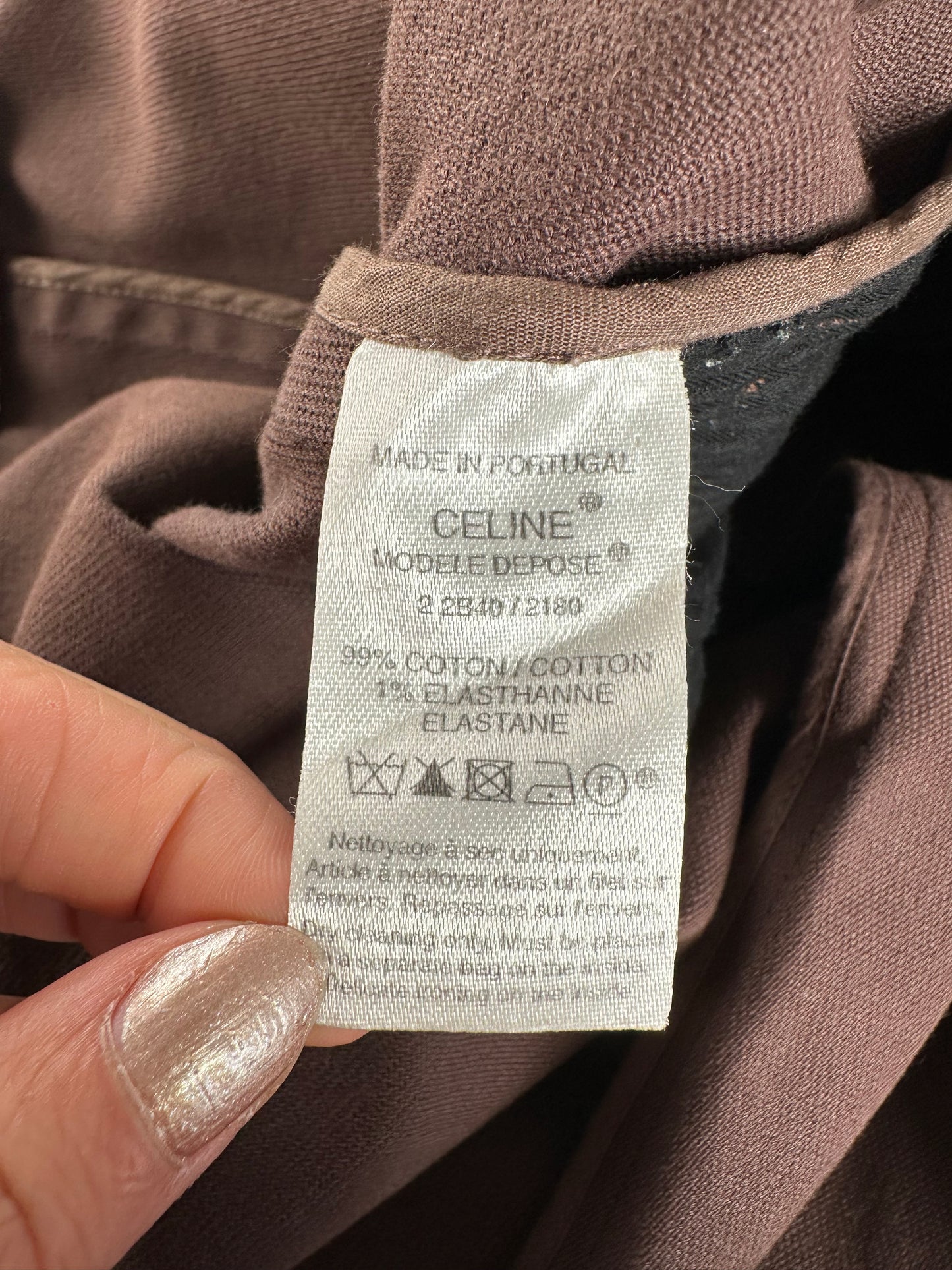 Vintage Celine Cotton Twill Skirt Brown L