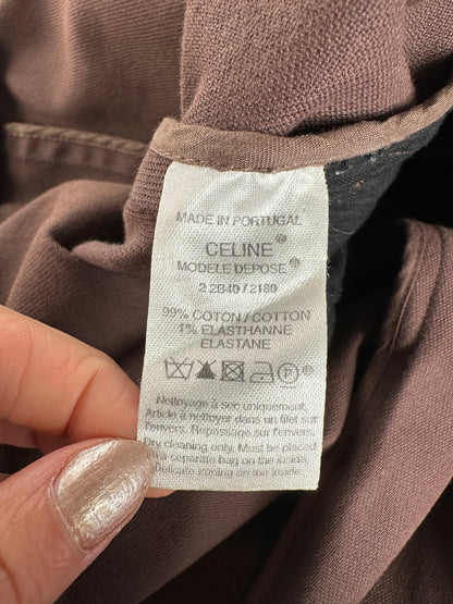 Vintage Celine Cotton Twill Skirt Brown L