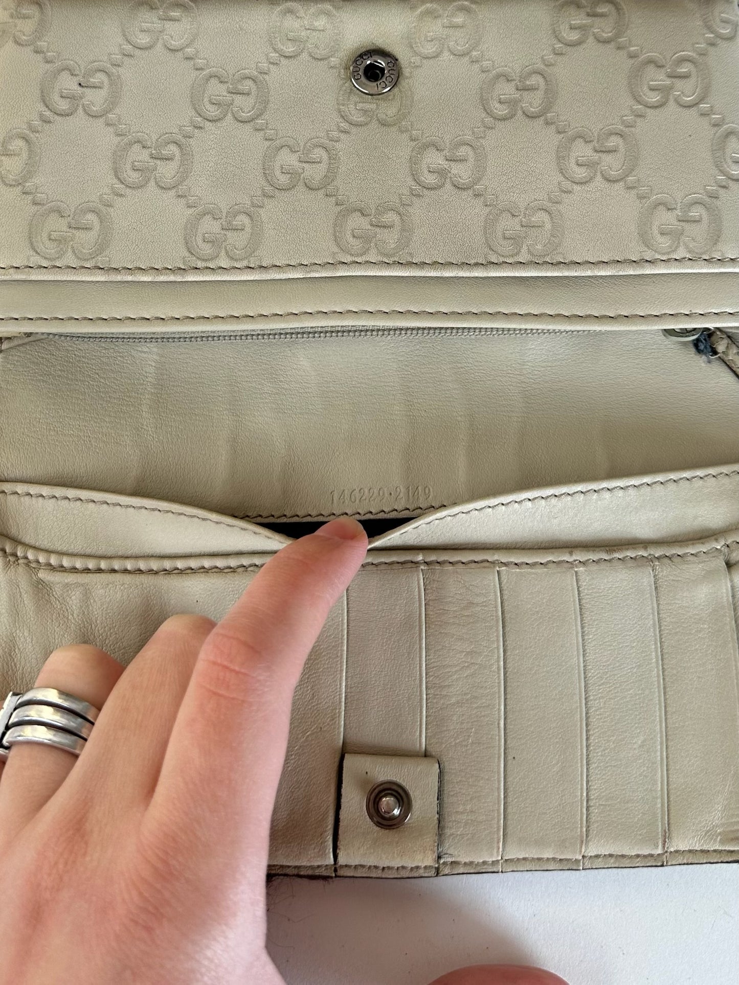 Vintage Gucci Monogramm Leather wallet white