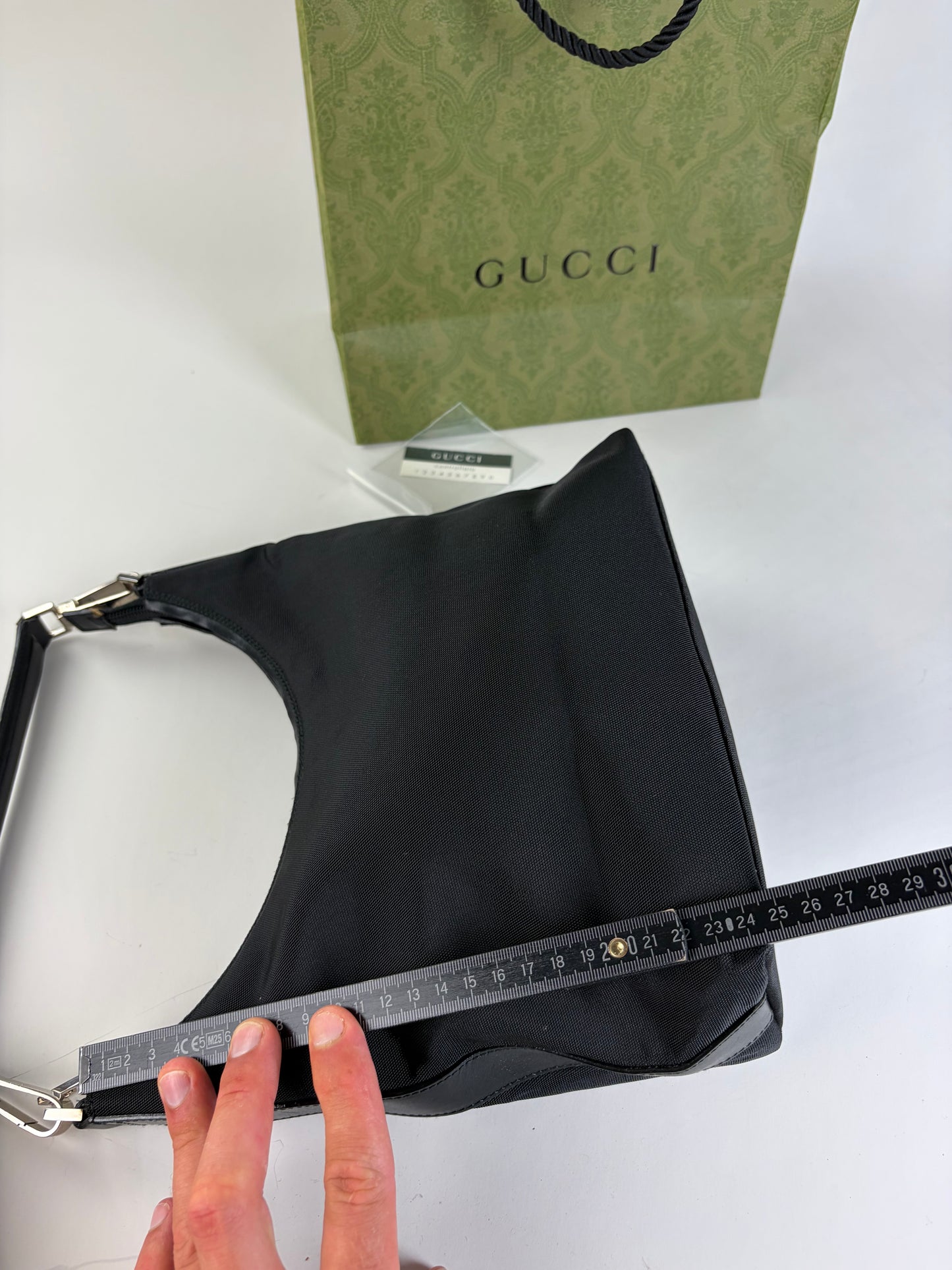 Vintage Gucci Nylon Shoulder Bag Black Silver