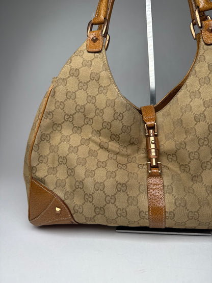 Vintage Gucci Jackie 1961 monogram Bag Brige Brown