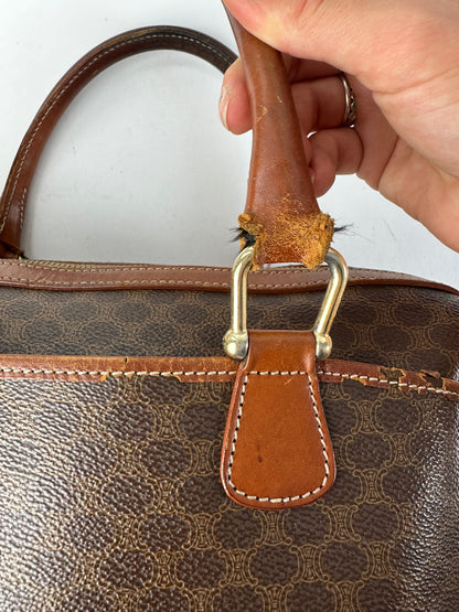 Vintage Celine Macadam Canvas Top-Handle Bag Late 1980s Brown