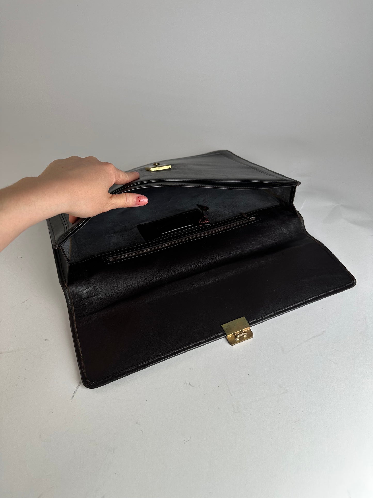 Vintage Givenchy Leather Clutch Big Brown