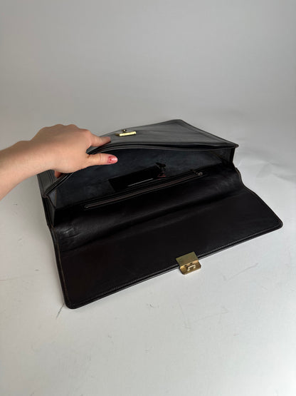 Vintage Givenchy Leather Clutch Big Brown