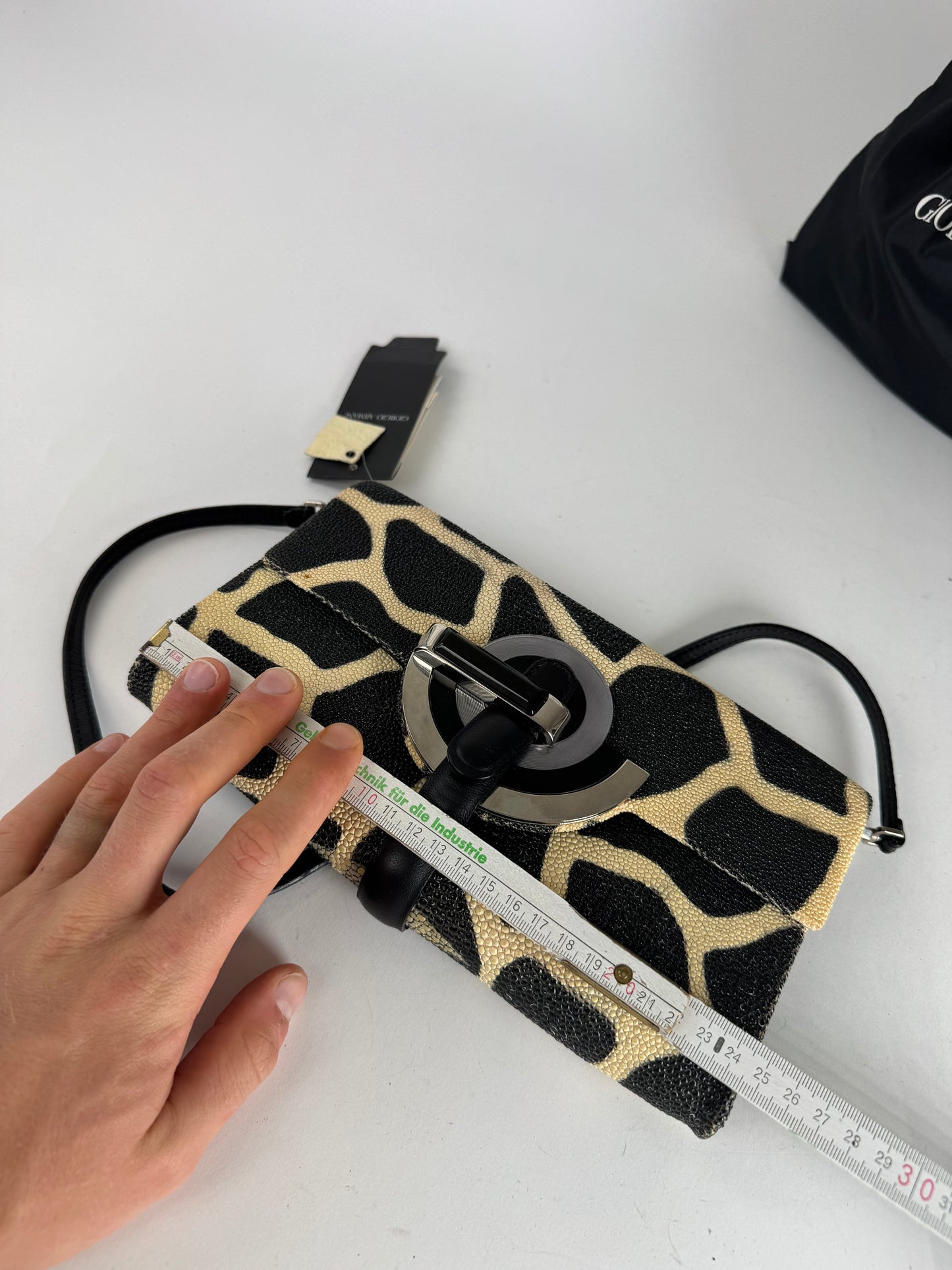 Vintage Giorgio Armani Leather Bag Black Yellow