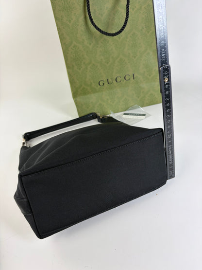 Vintage Gucci Nylon Shoulder Bag Black Silver