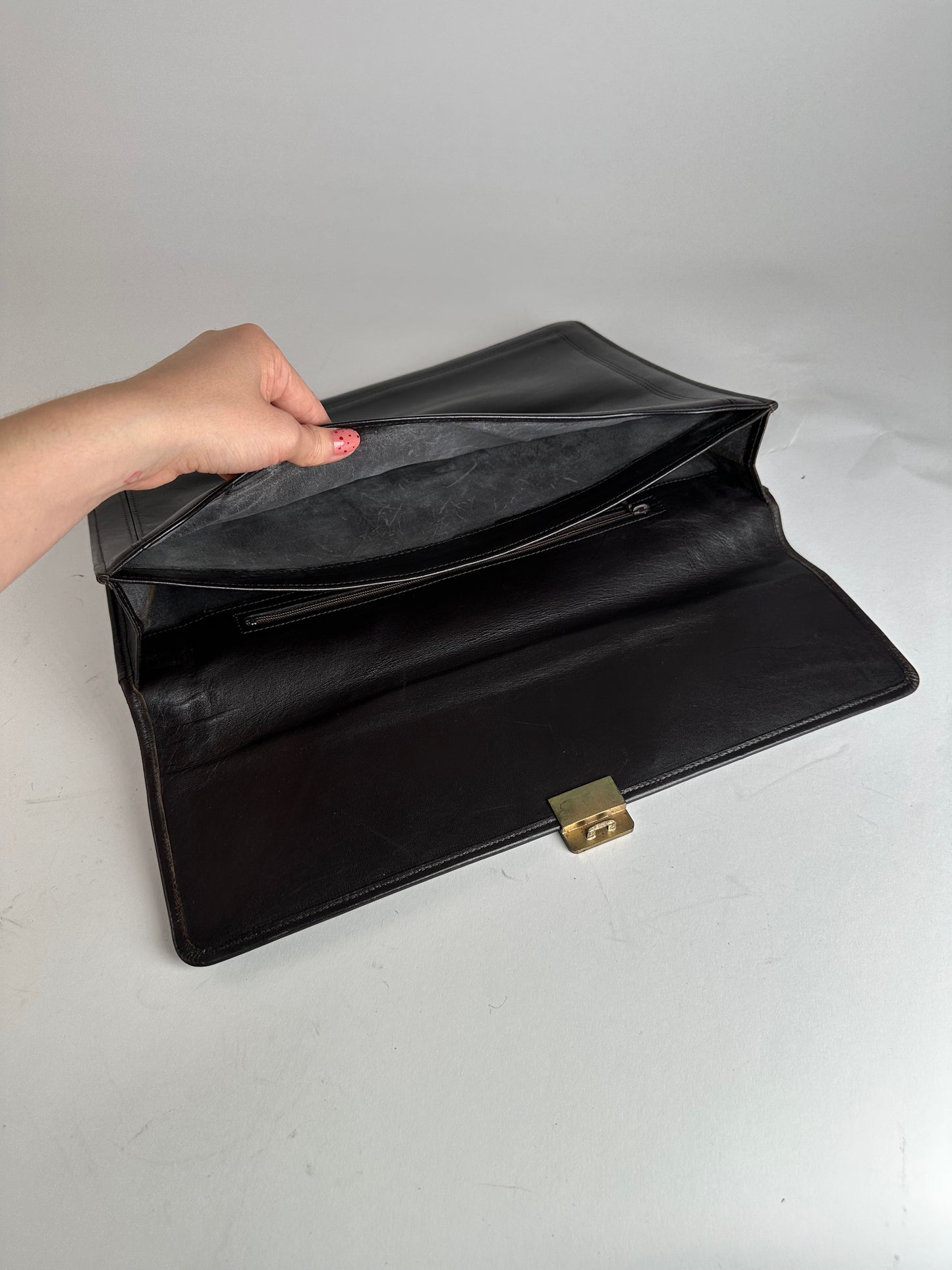 Vintage Givenchy Leather Clutch Big Brown
