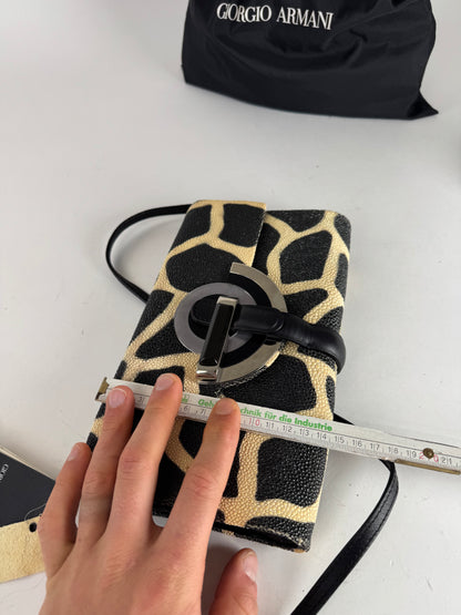 Vintage Giorgio Armani Leather Bag Black Yellow