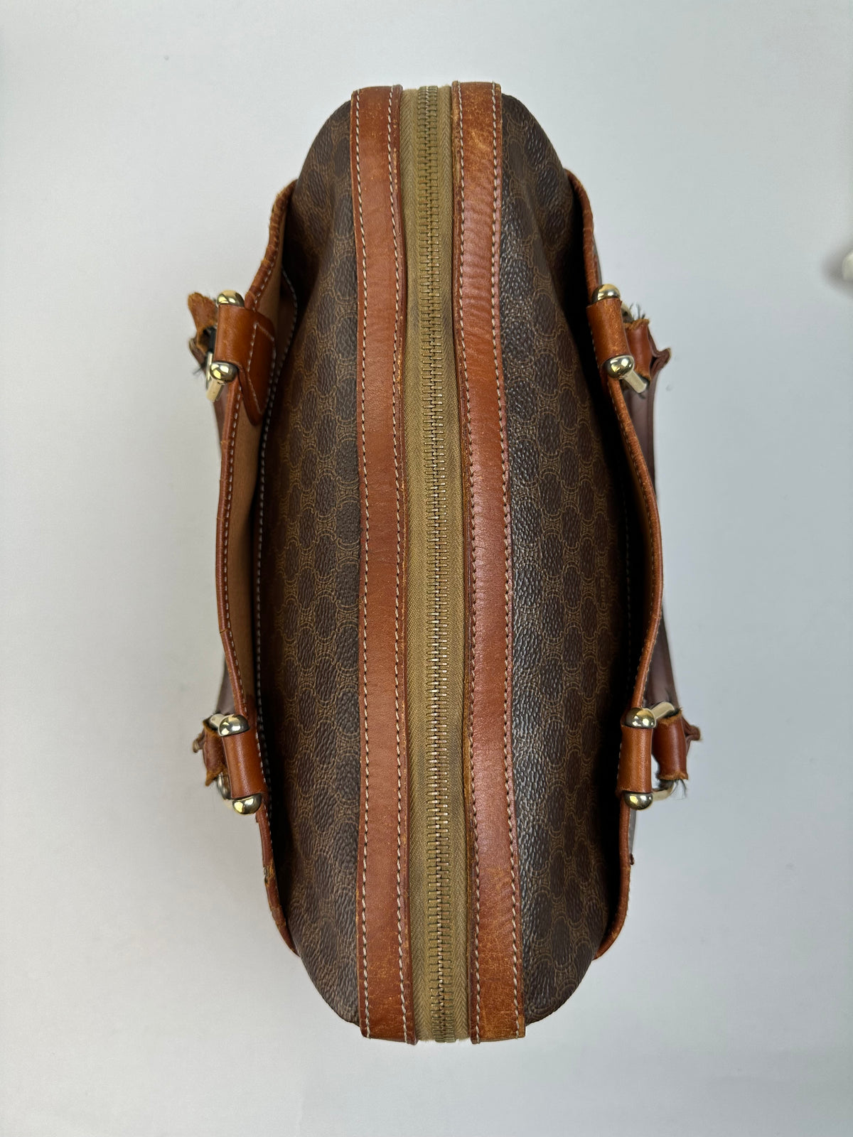 Vintage Celine Macadam Canvas Top-Handle Bag Late 1980s Brown