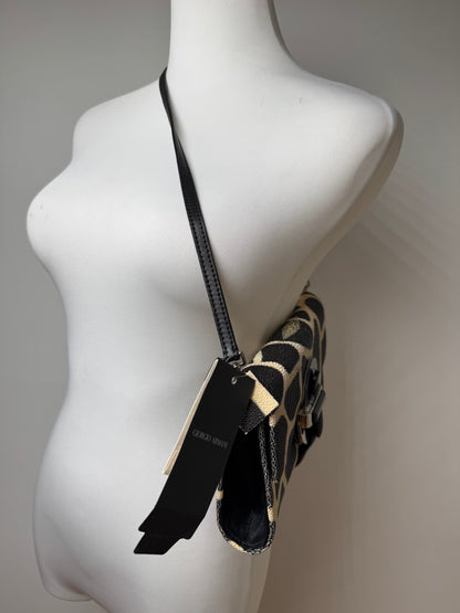 Vintage Giorgio Armani Leather Bag Black Yellow