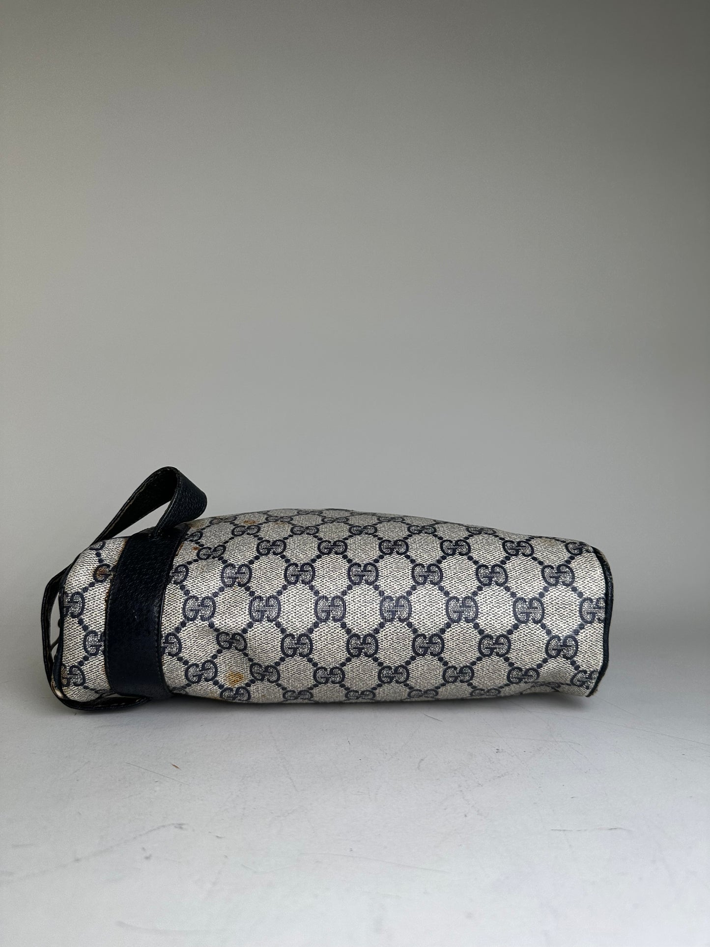 Vintage Gucci GG Supreme Cosmetic Case Beige Navy