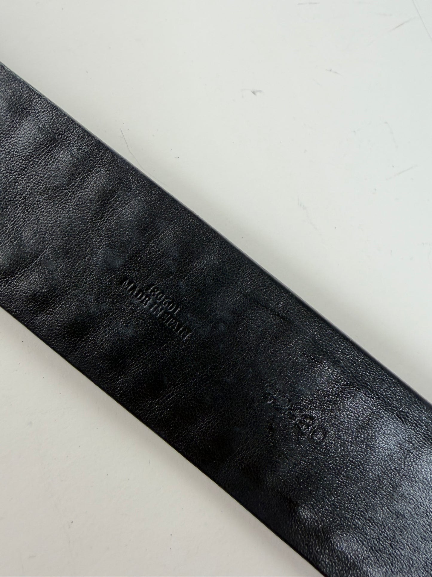Vintage Loewe Leather Woven Textile Belt Black Silver