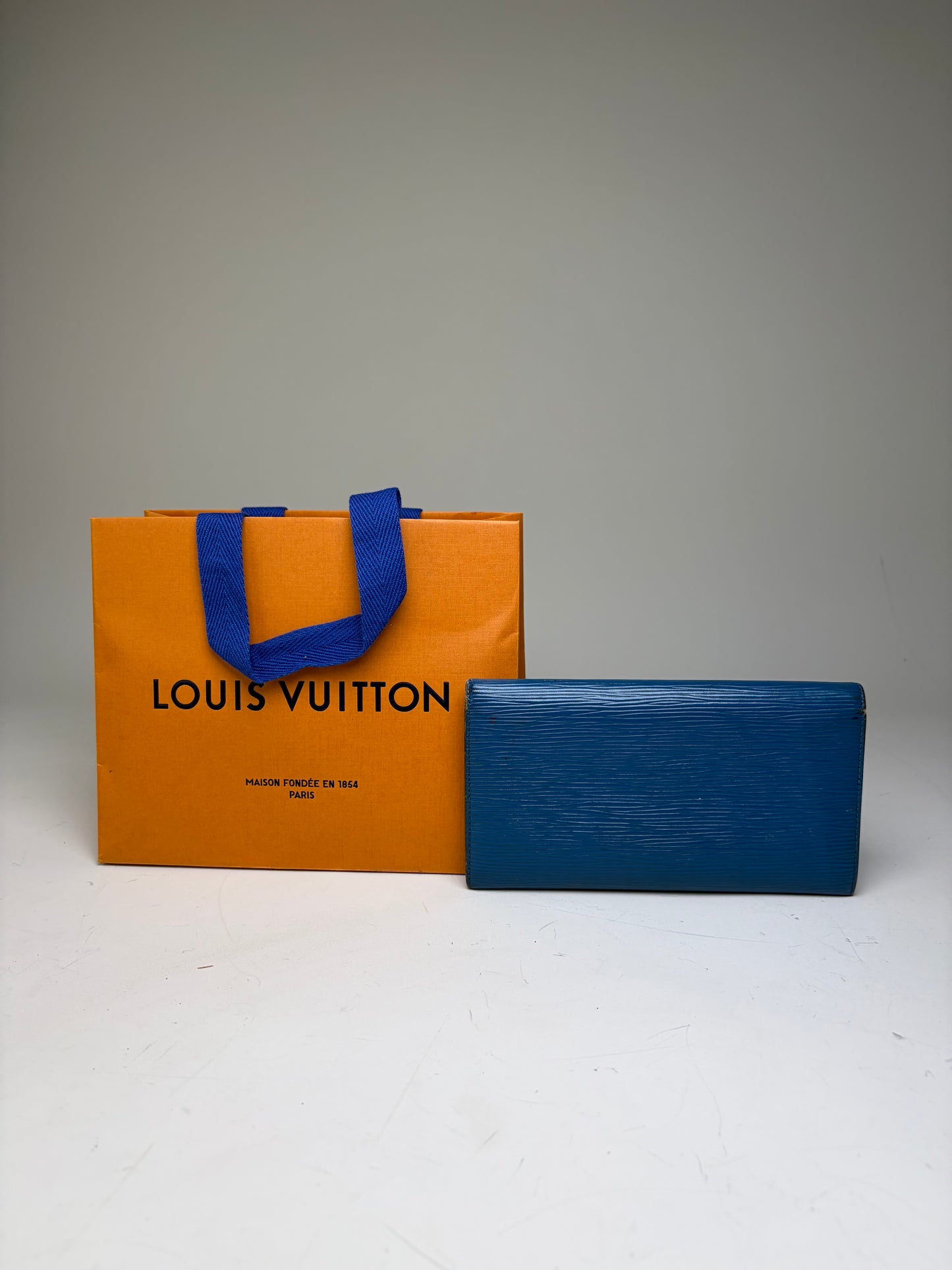 Vintage Louis Vuitton Epi Leather Wallet Cobalt Blue Gold