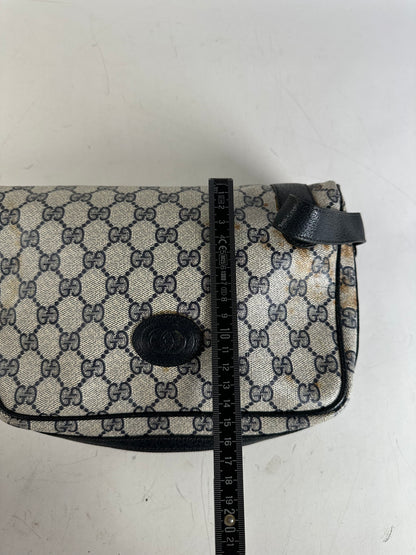 Vintage Gucci GG Supreme Cosmetic Case Beige Navy