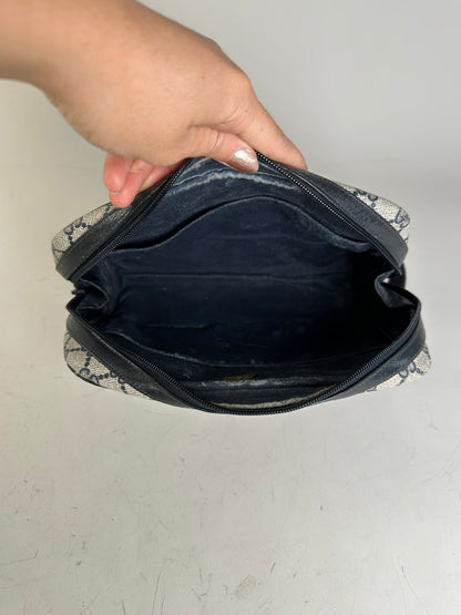 Vintage Gucci GG Supreme Cosmetic Case Beige Navy