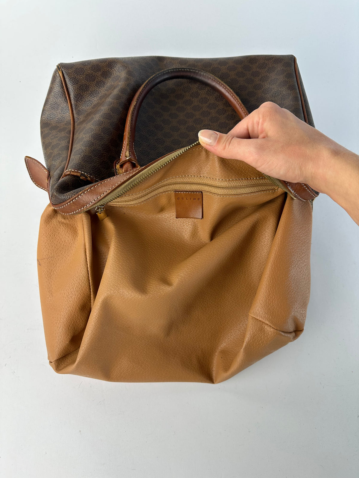 Vintage Celine Macadam Canvas Top-Handle Bag Late 1980s Brown