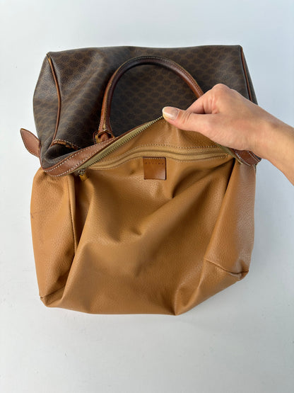 Vintage Celine Macadam Canvas Top-Handle Bag Late 1980s Brown