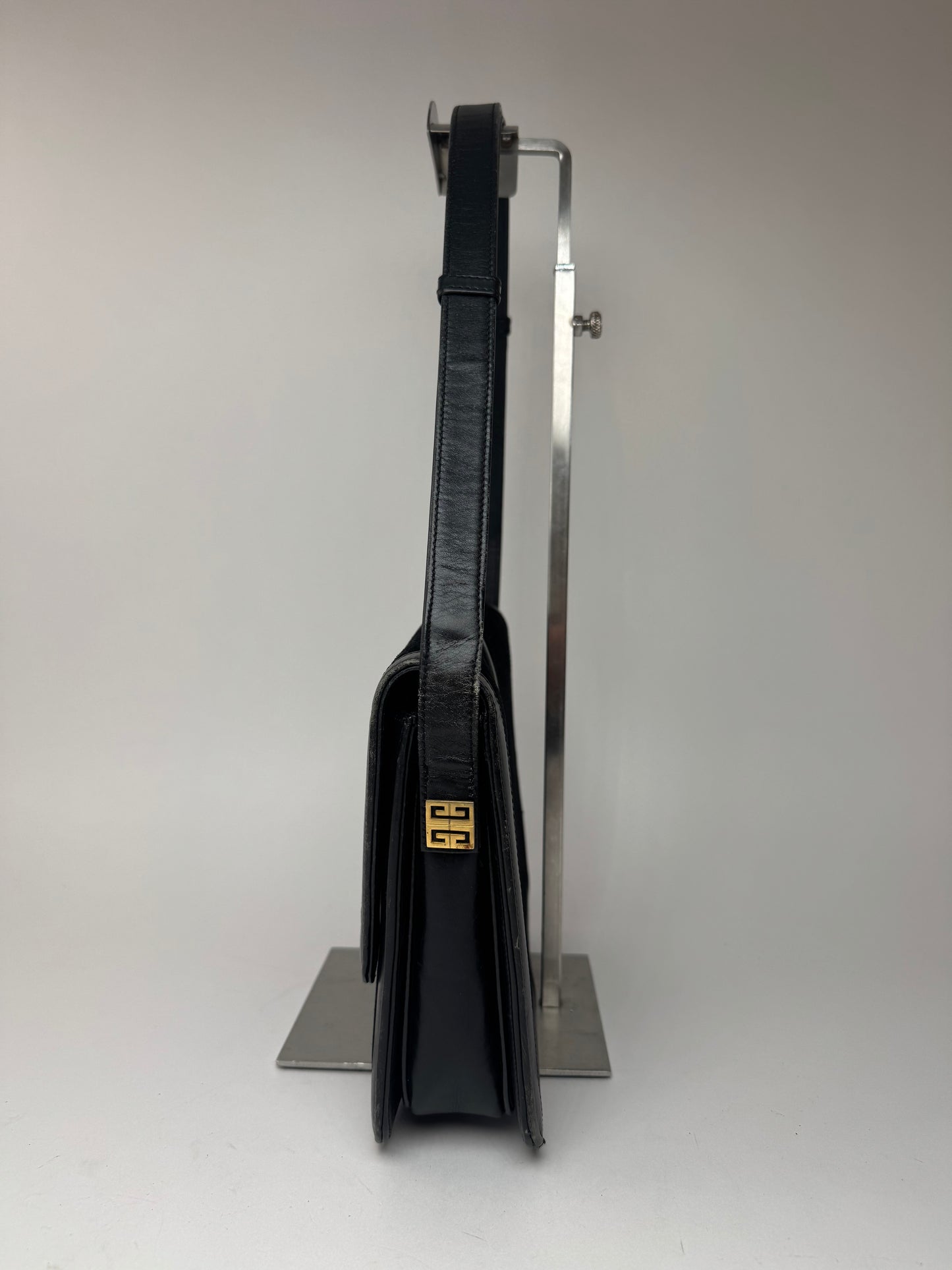 Sac vintage Givenchy en laine et cuir monogramme noir marron