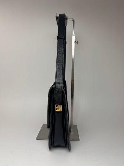 Sac vintage Givenchy en laine et cuir monogramme noir marron