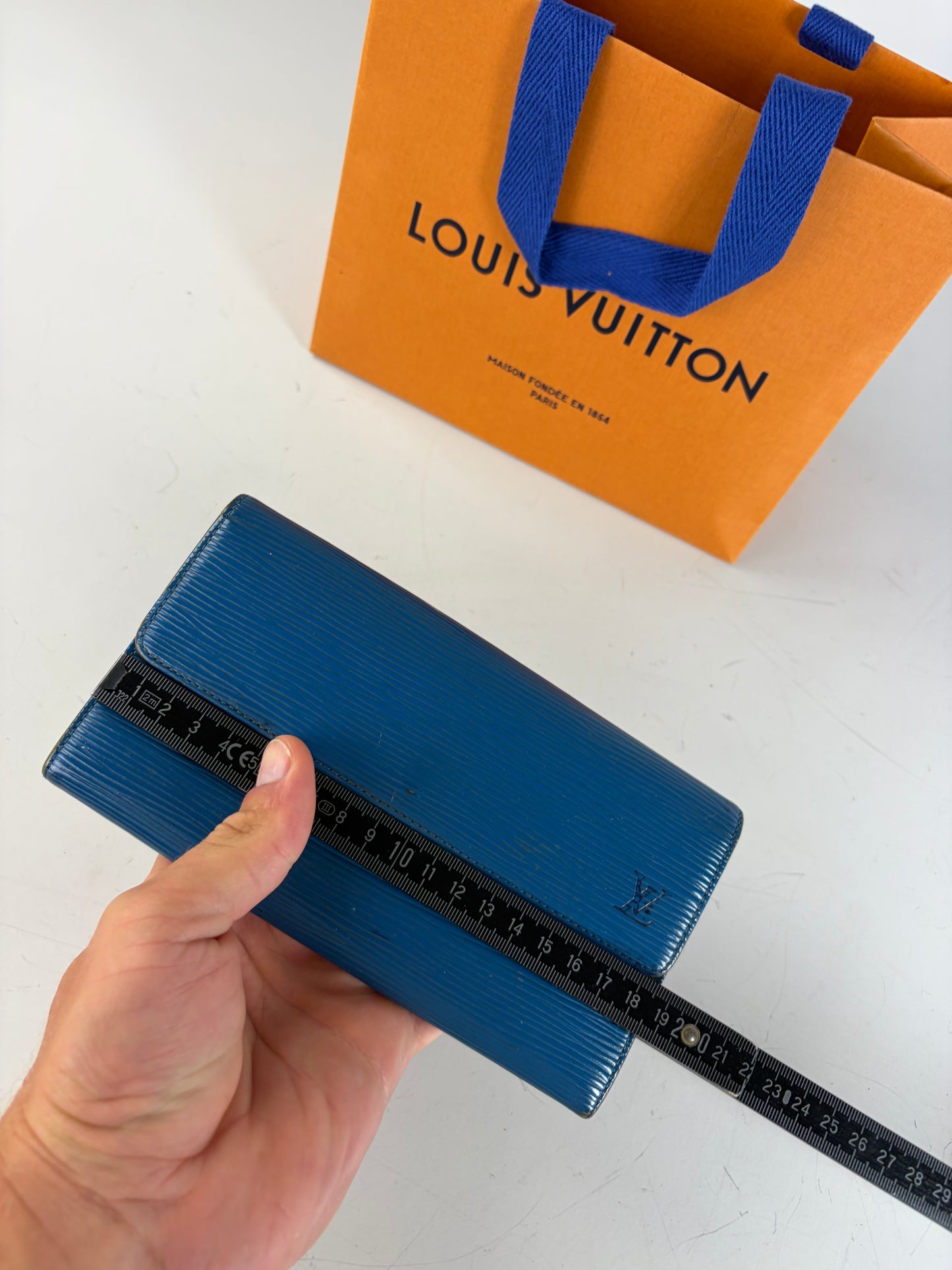 Vintage Louis Vuitton Epi Leather Wallet Cobalt Blue Gold