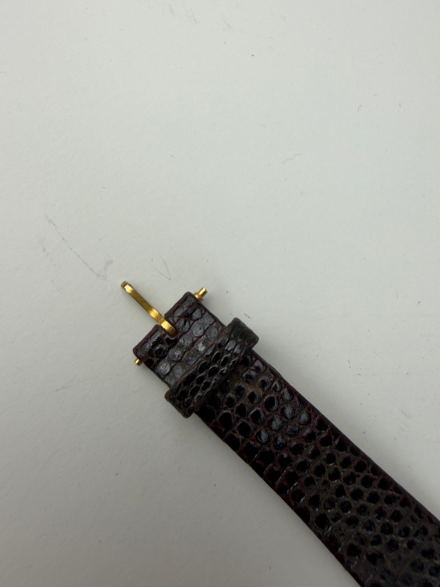 Vintage Dior Crocodile-Embossed Leather Bracelet Watch Gold Black