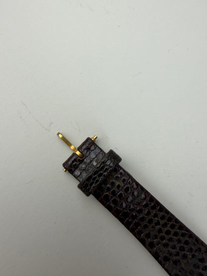 Vintage Dior Crocodile-Embossed Leather Bracelet Watch Gold Black
