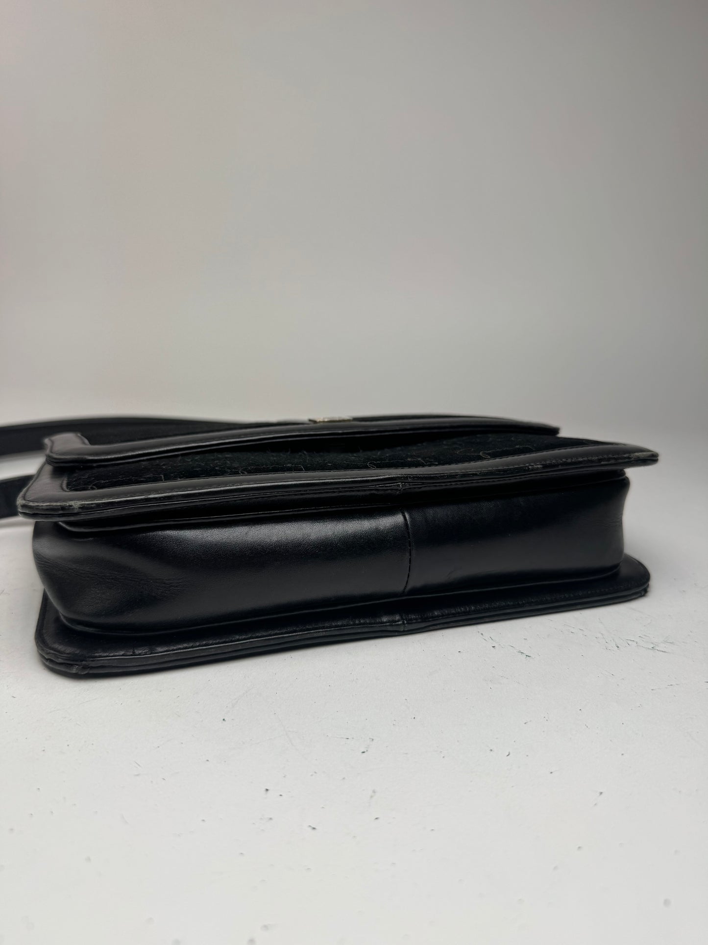 Sac vintage Givenchy en laine et cuir monogramme noir marron