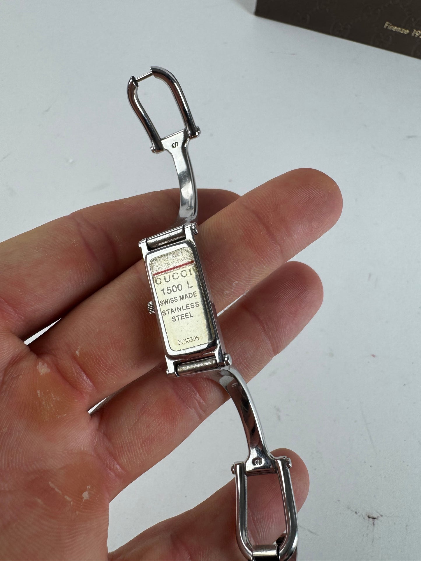 Montre Gucci vintage en acier avec mors de cheval argenté